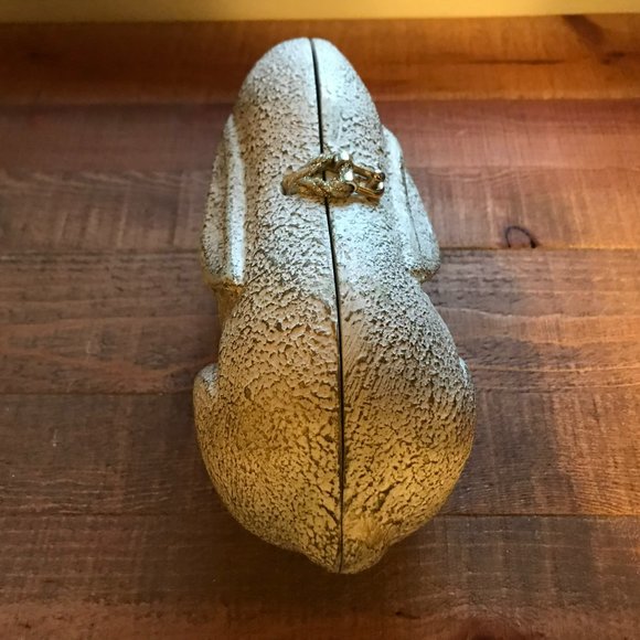 TIMMY WOODS RABBIT BUNNY CLUTCH WHITE GOLD ACACIA WOOD - Picture 4 of 10